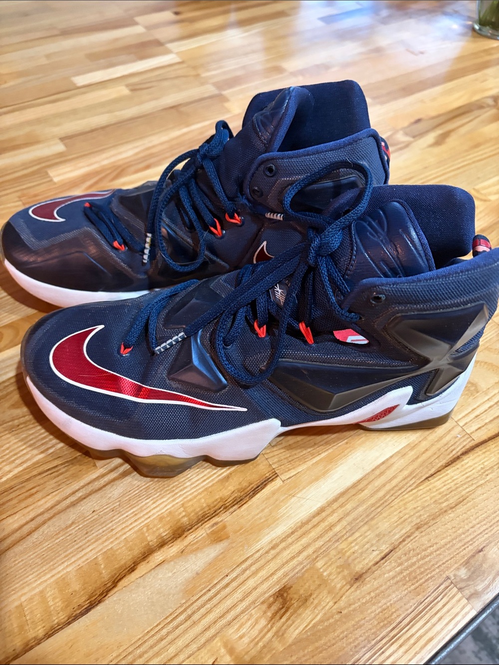 Nike LeBron James Navy and Red High-Top Basketball Sneakers